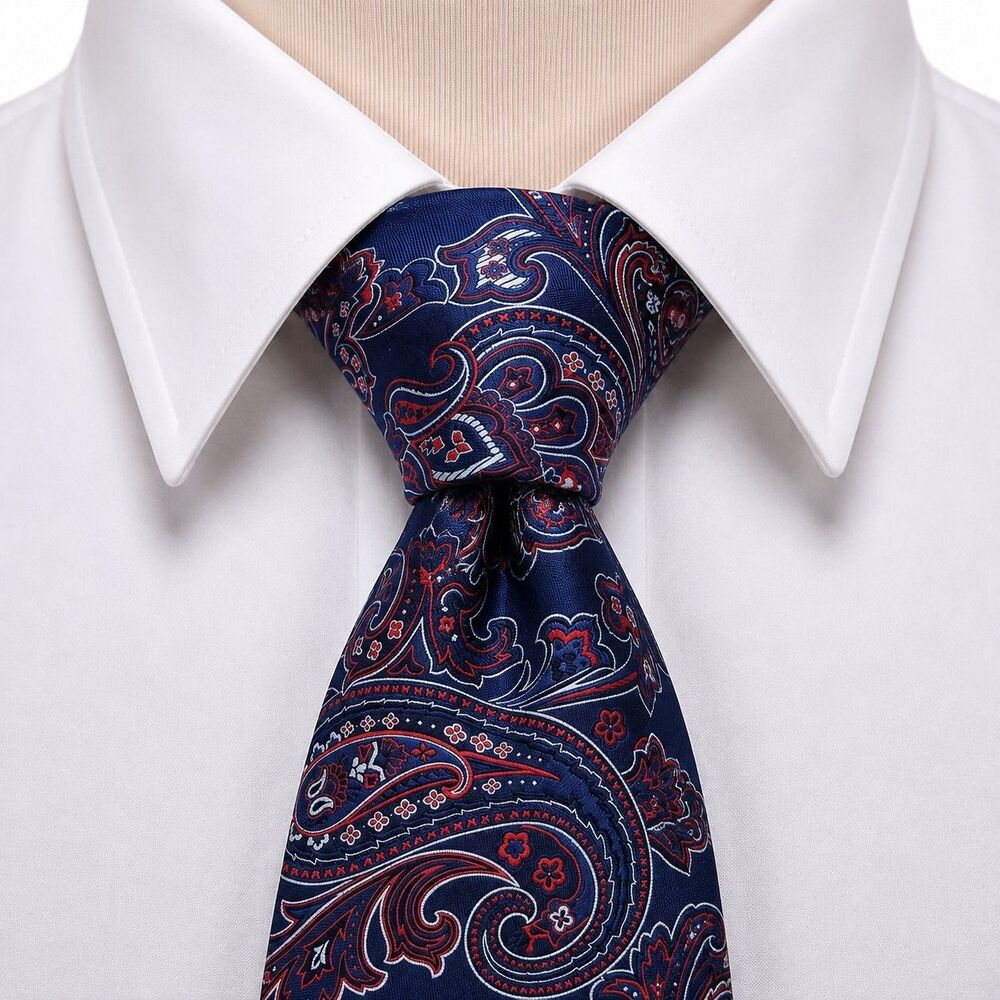 Cremieux Collection Handmade Silk Dress Tie Navy and Red Paisley